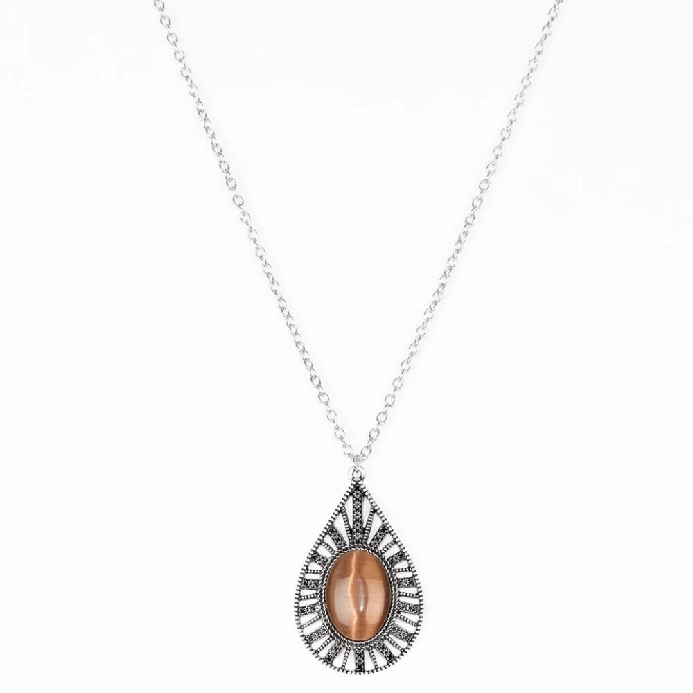 Paparazzi Total Tranquility Brown Necklace and Earring Set